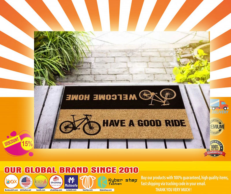 Bicycle welcome home have a good ride doormat4