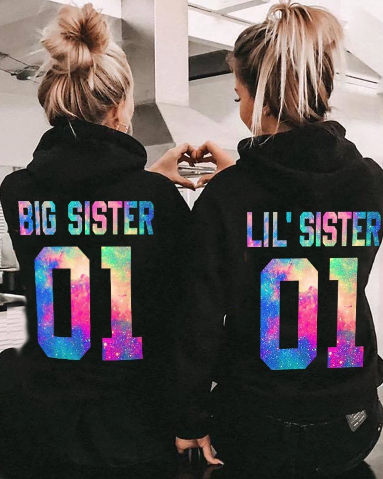 Big and little sister 3D hoodie custom name and number3