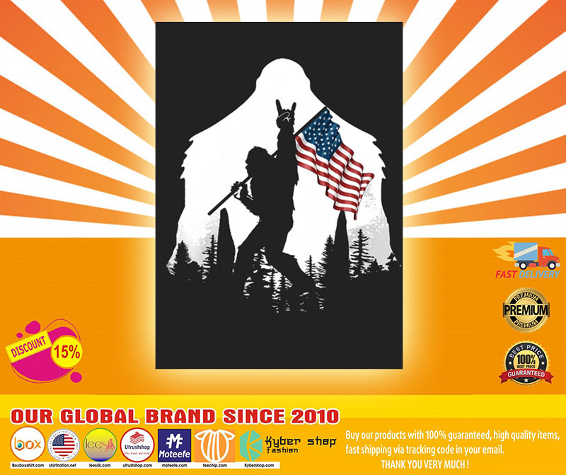 Bigfoot American flag sticker4