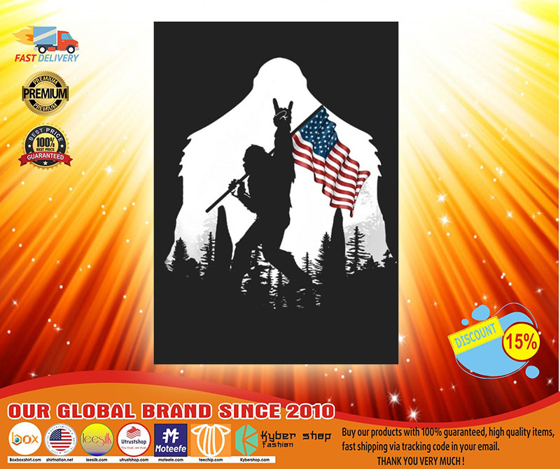 Bigfoot American flag sticker3