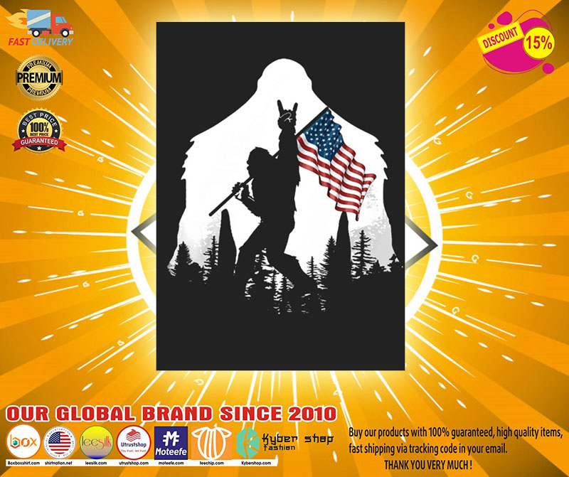 Bigfoot American flag sticker2