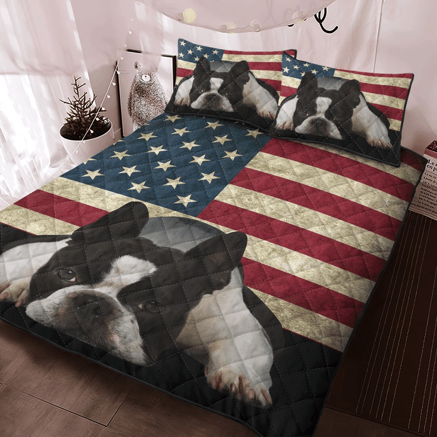 Boston Terrier American Flag bedding set4