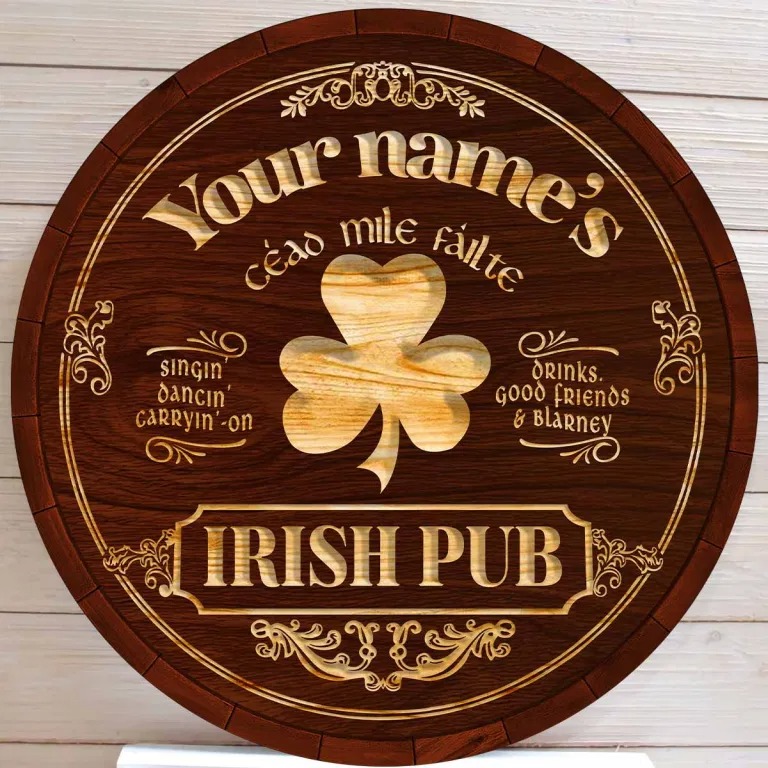 Ceao mile failte Irish pub custom name bar sign4