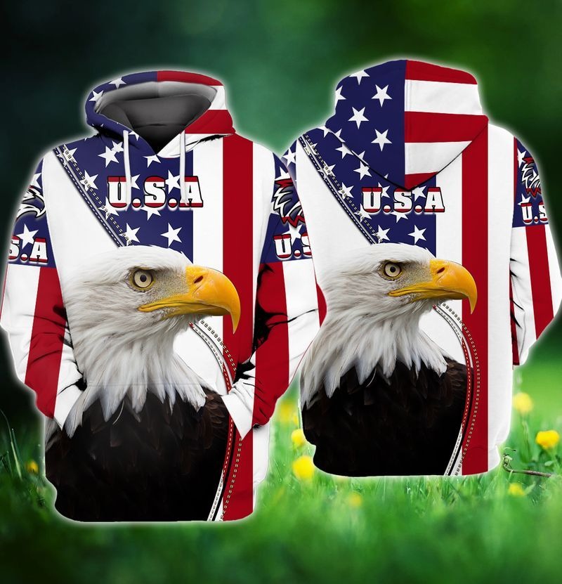 Eagle and flag american 3D hoodie3