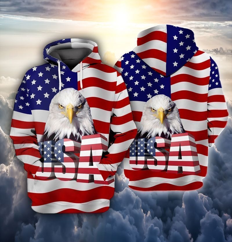 Eagle and flag american 3D hoodie2