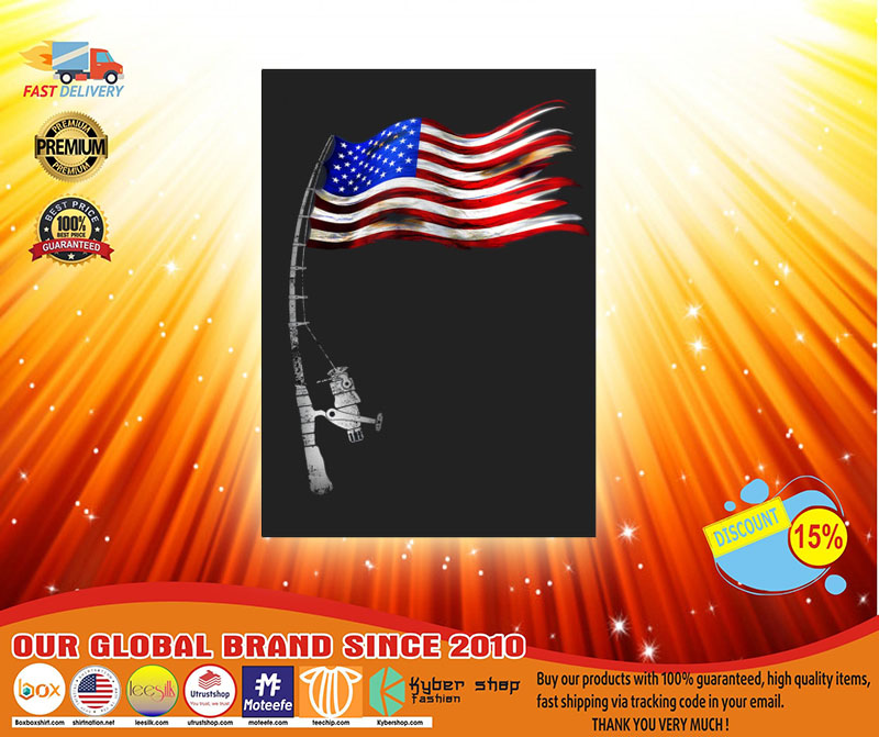 Fishing American flag sticker3