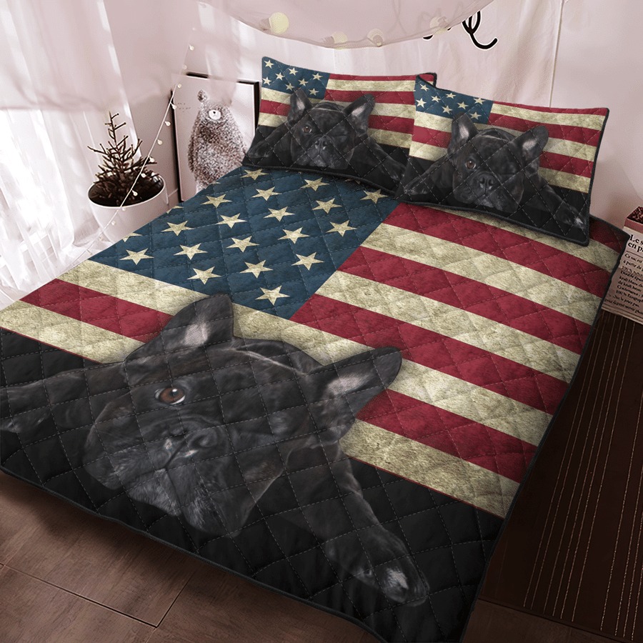 French Bulldog American Flag bedding set4