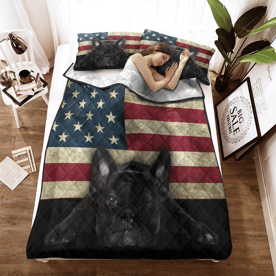 French Bulldog American Flag bedding set3