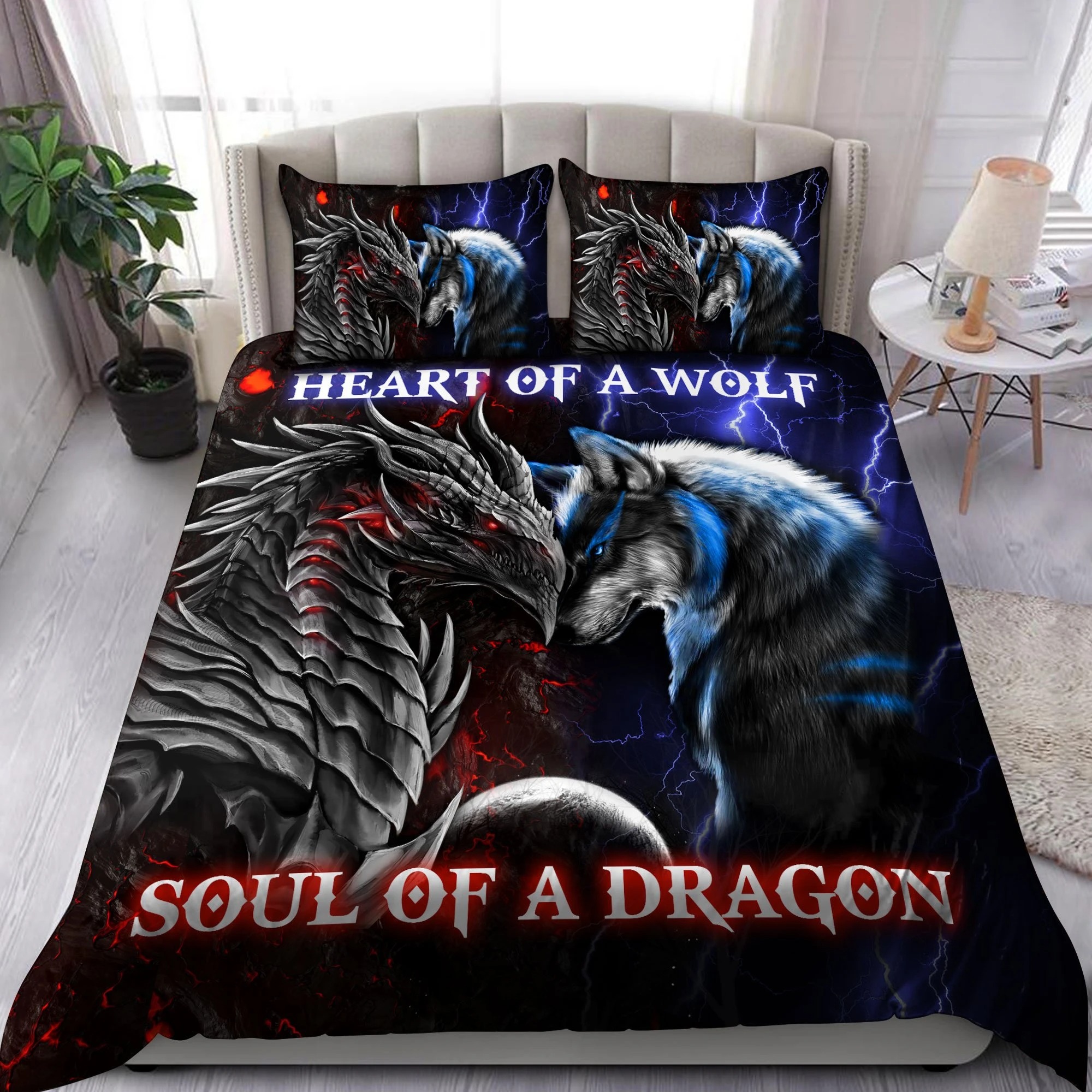 Heart of a wolf soul of a dragon bedding set3