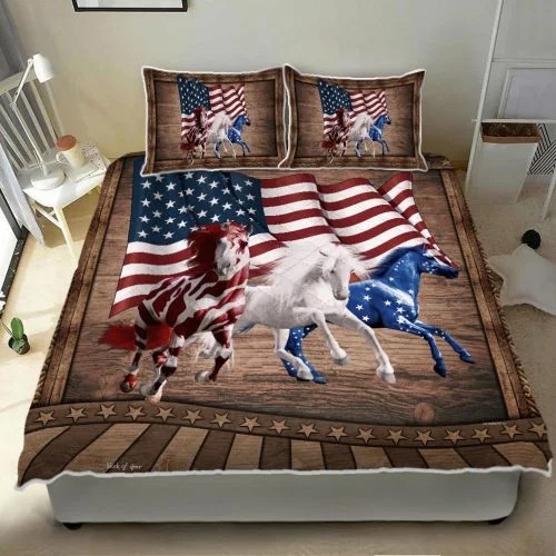 Horse running American bedding set3