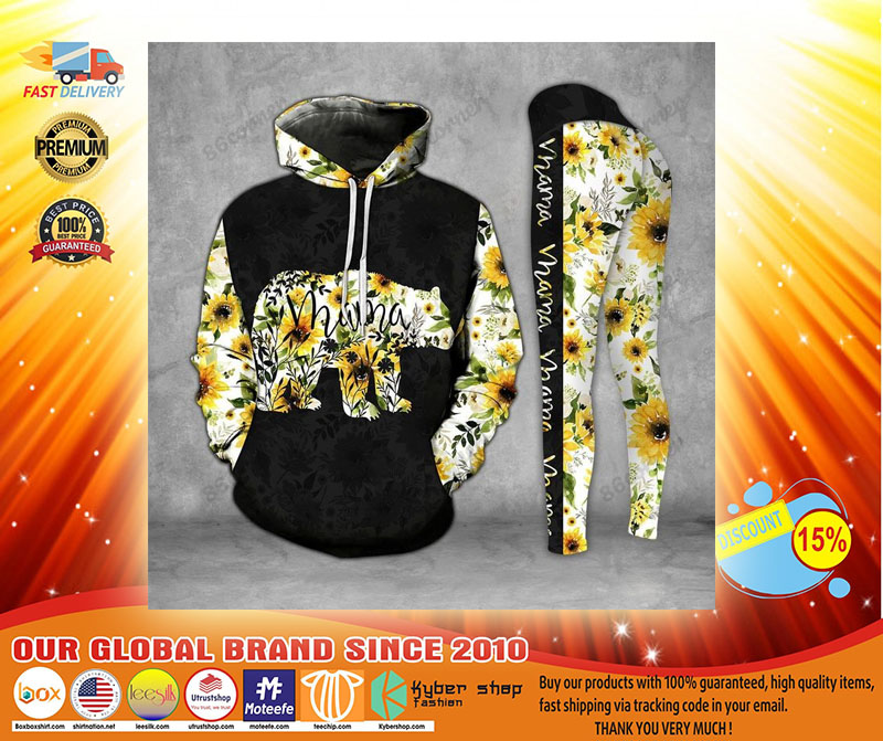 Mama bear Sunflower 3D hoodie and legging3