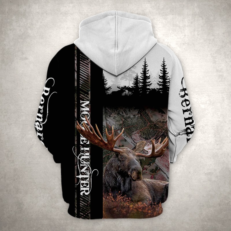 Moose hunter custom name 3D hoodie