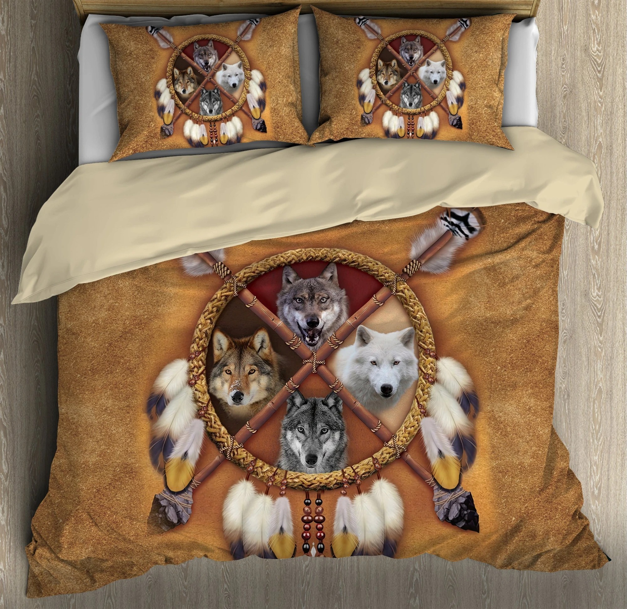 Native american wolf bedding set3