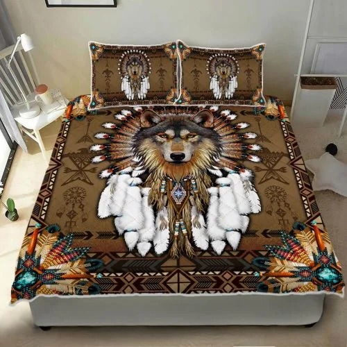 Native american wolf spirit bedding set4