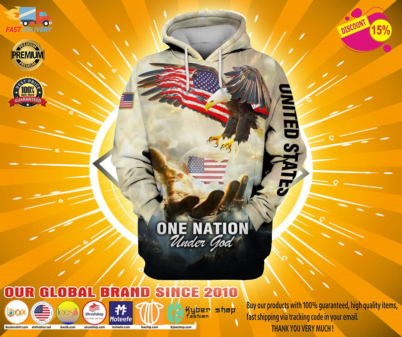 One nation American eagle under god 3D hoodie4
