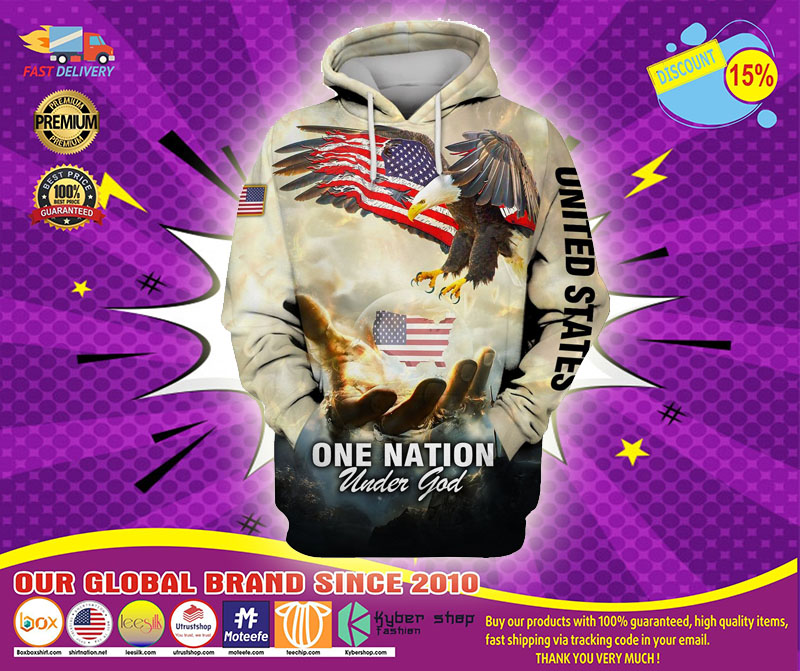 One nation American eagle under god 3D hoodie1