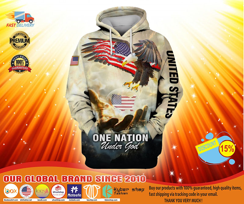 One nation eagle under god 3D over print hoodie3