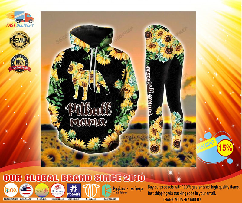 Pitbull mama Sunflower 3D hoodie and legging3