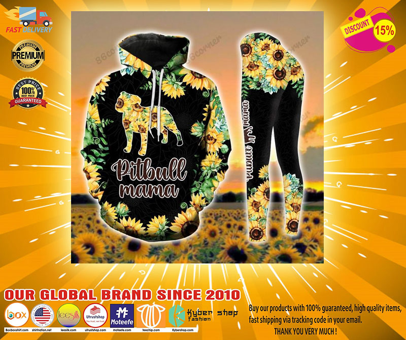 Pitbull mama Sunflower 3D hoodie and legging4 1