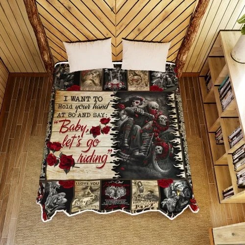 Skull biker I want to hold your hand blanket2