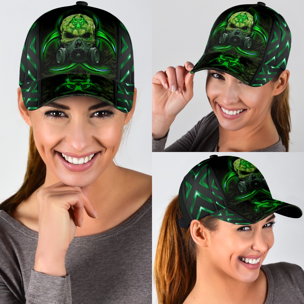 Skull biojazard mask green classic cap3