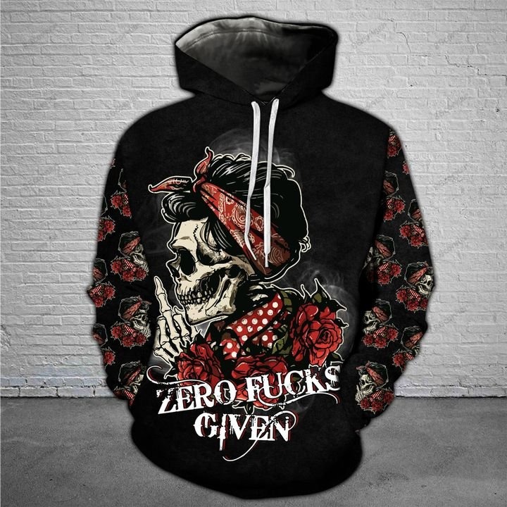 Skull zero fucks given 3D hoodie and legging2