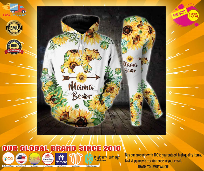 Sunflower and bear mama 3D hoodie and legging4