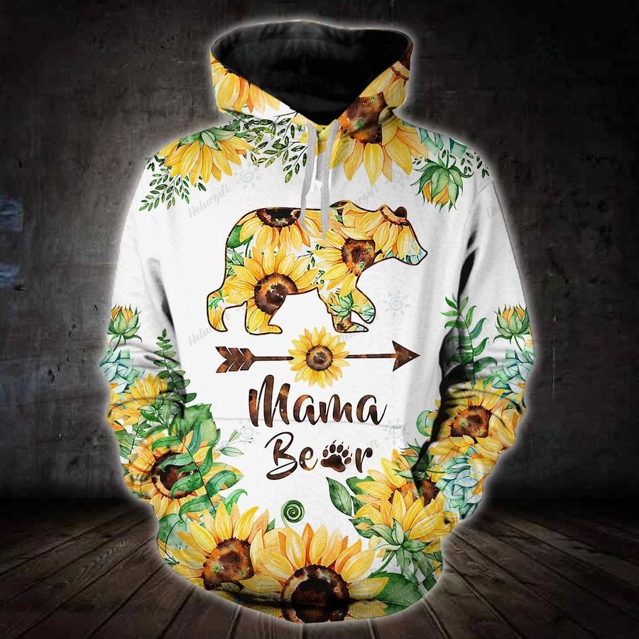 Sunflower and bear mama 3D hoodie and legging2