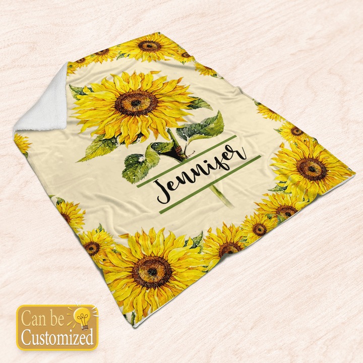 Sunflower custom personalized name blanket4