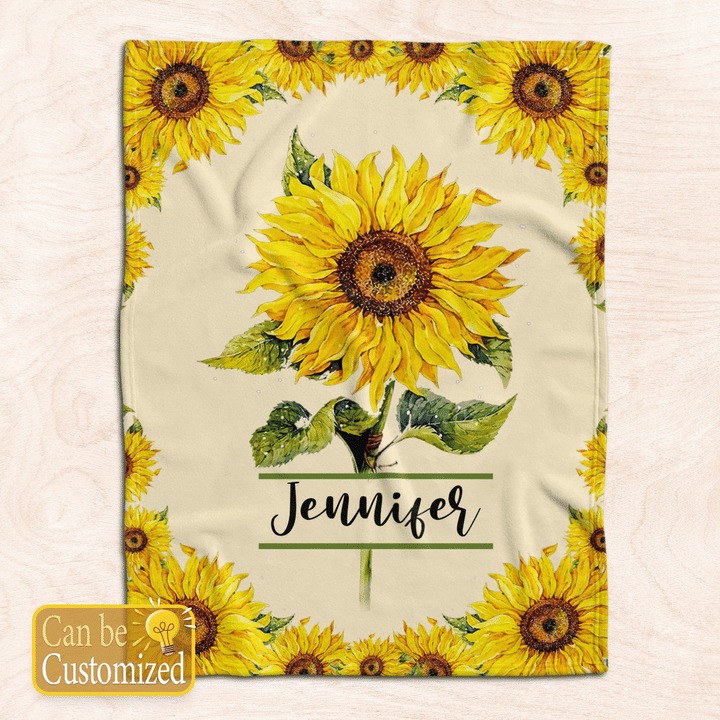 Sunflower custom personalized name blanket1