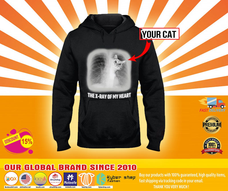 The x ray of my heart personalized cat 3D hoodie4