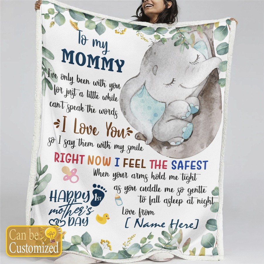 To my mom elephant custom name blanket2
