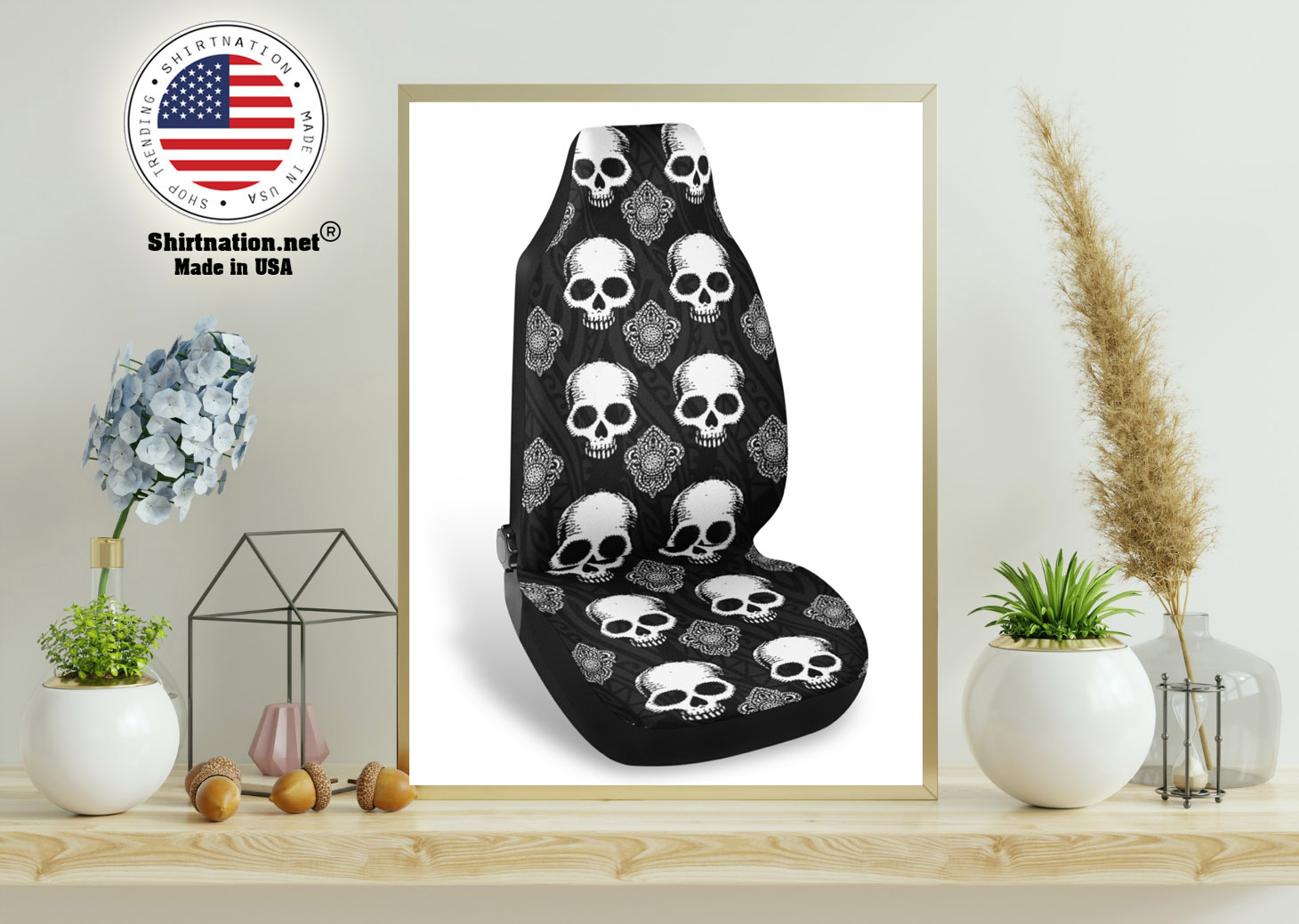 Goth skull car seat covers 11