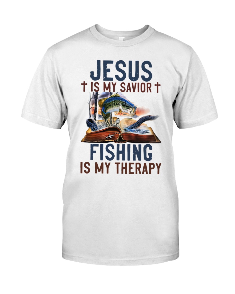 Jesus is my savior fishing is my therapy shirt as