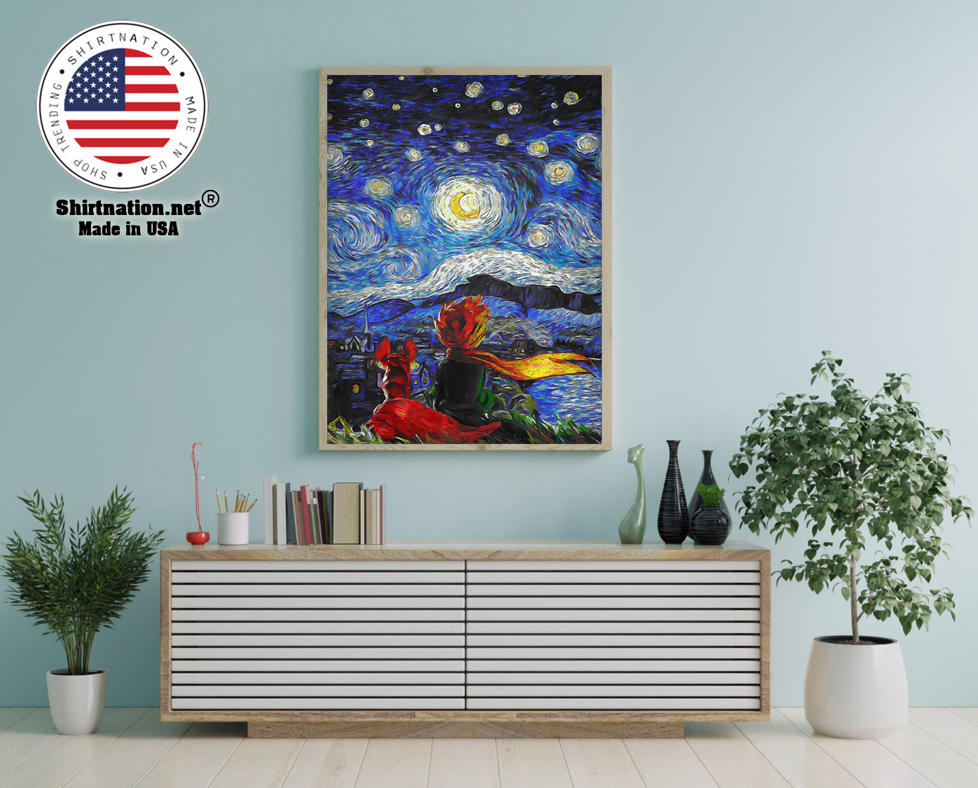 Little prince and fox starry night Van Gogh poster 12
