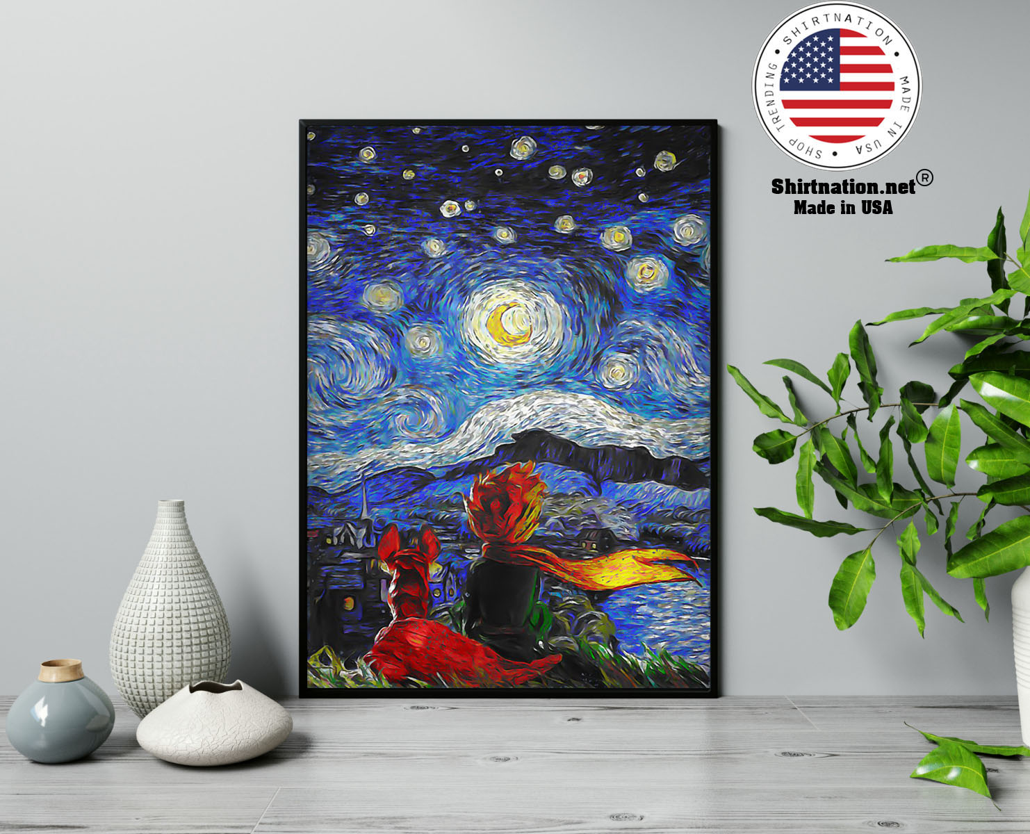 Little prince and fox starry night Van Gogh poster 13