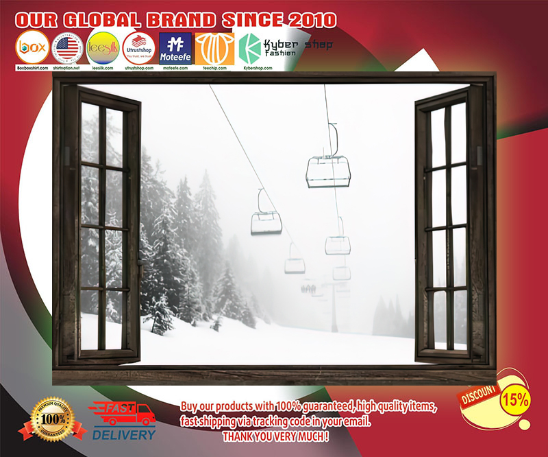 Skiing window view poster 3