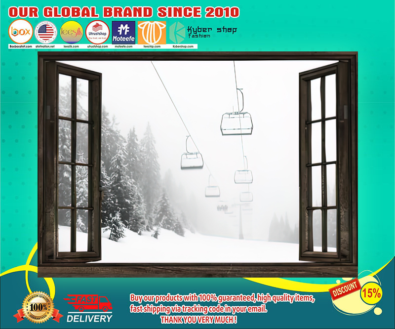 Skiing window view poster 4
