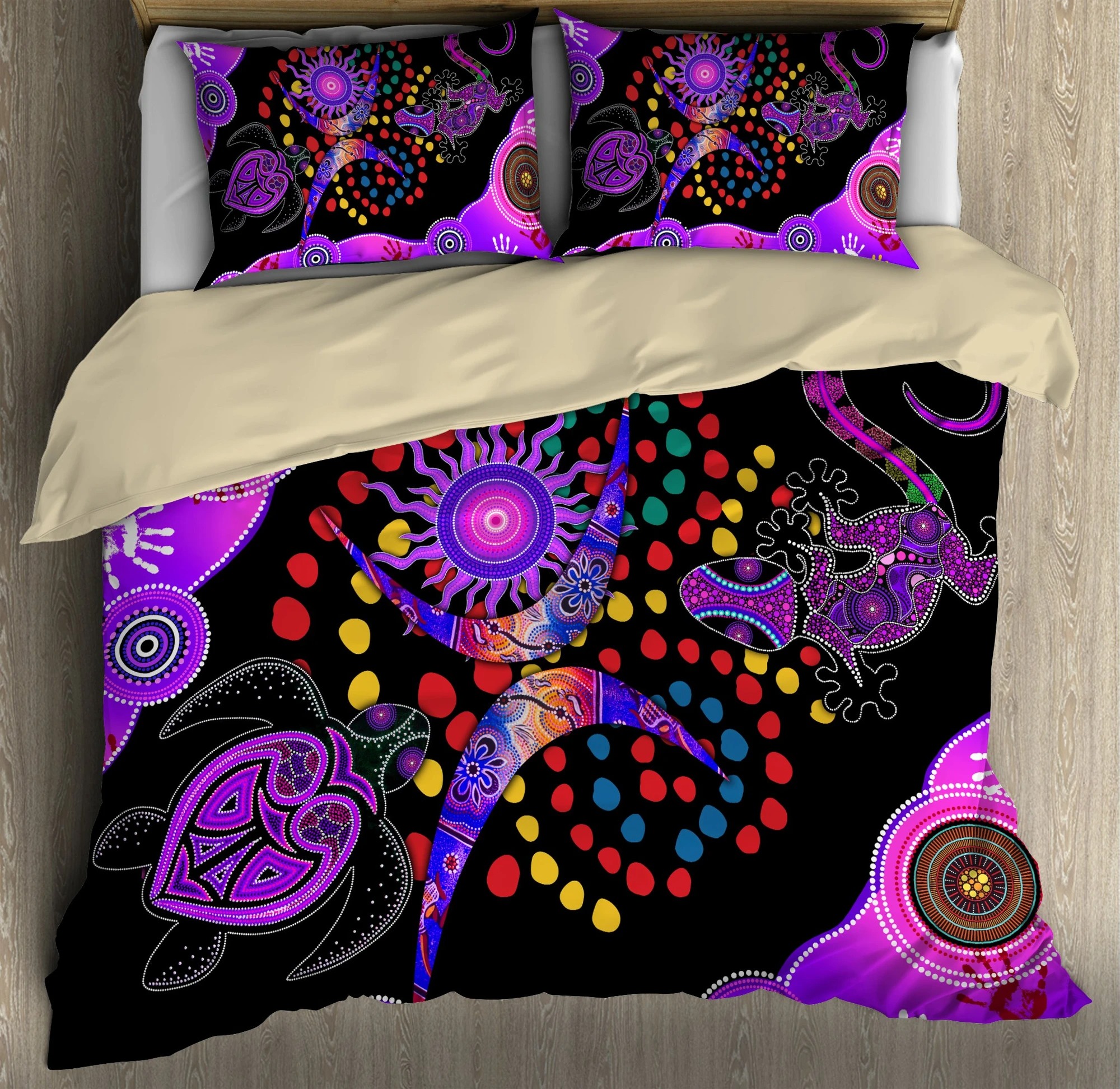 Aboriginal naidoc purple turtle lizard bedding set2