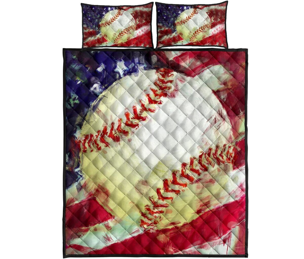 Baseball US painting quilt bedding set4