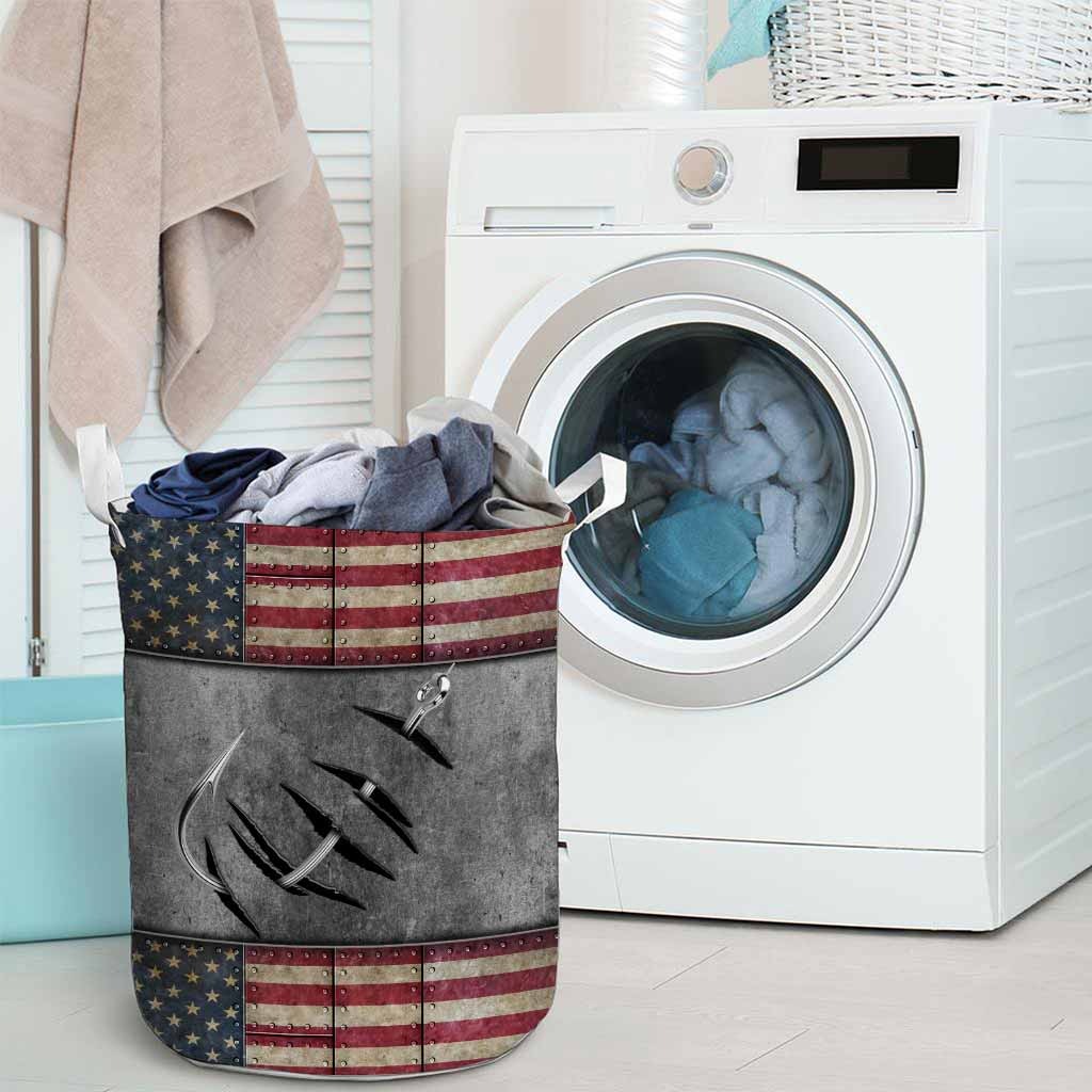 Fishing American flag basket laundry3