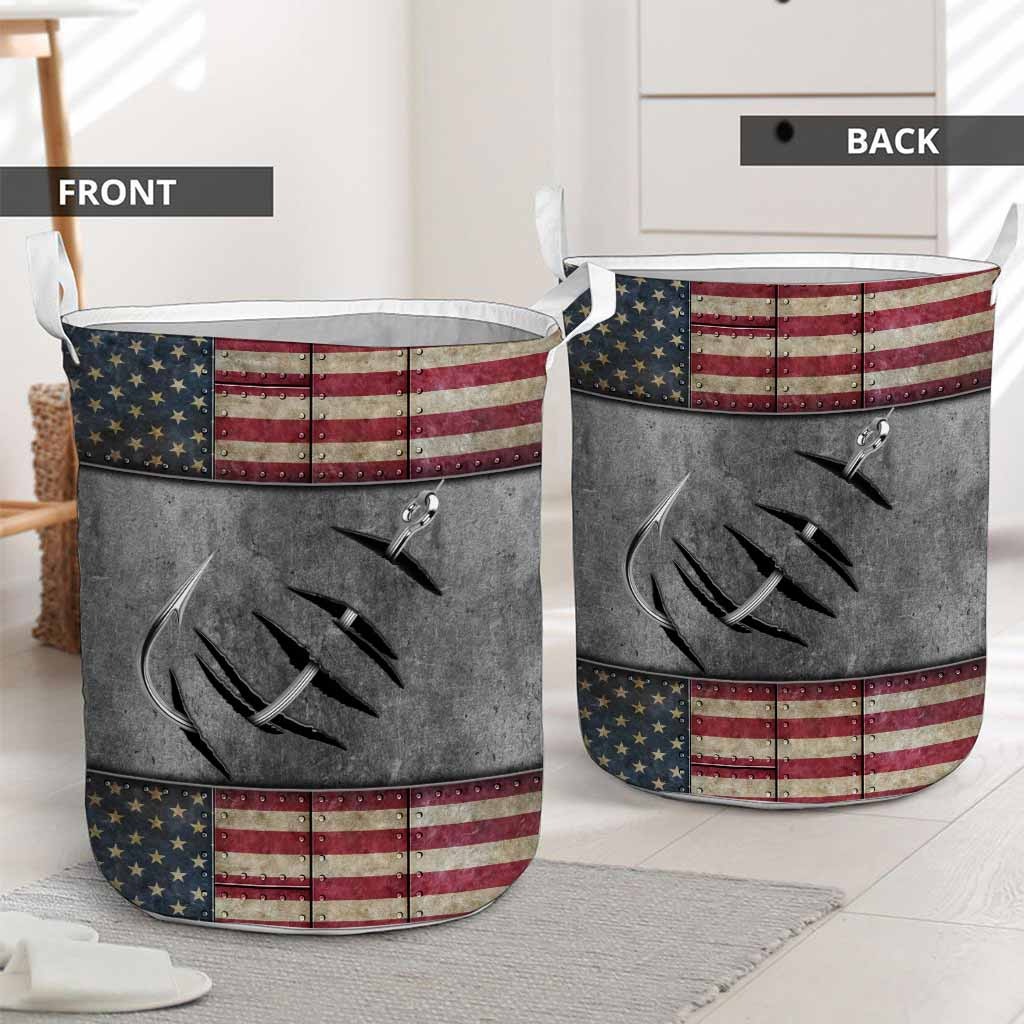 Fishing American flag basket laundry2