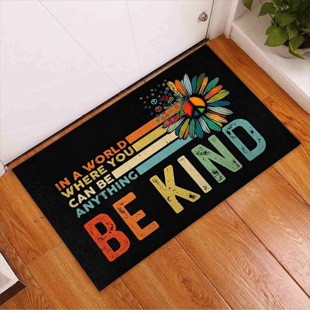 Hippie In a world where you can be anything be kind doormat3