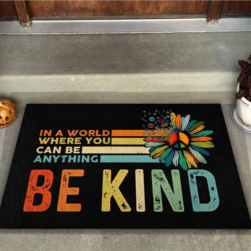 Hippie In a world where you can be anything be kind doormat2