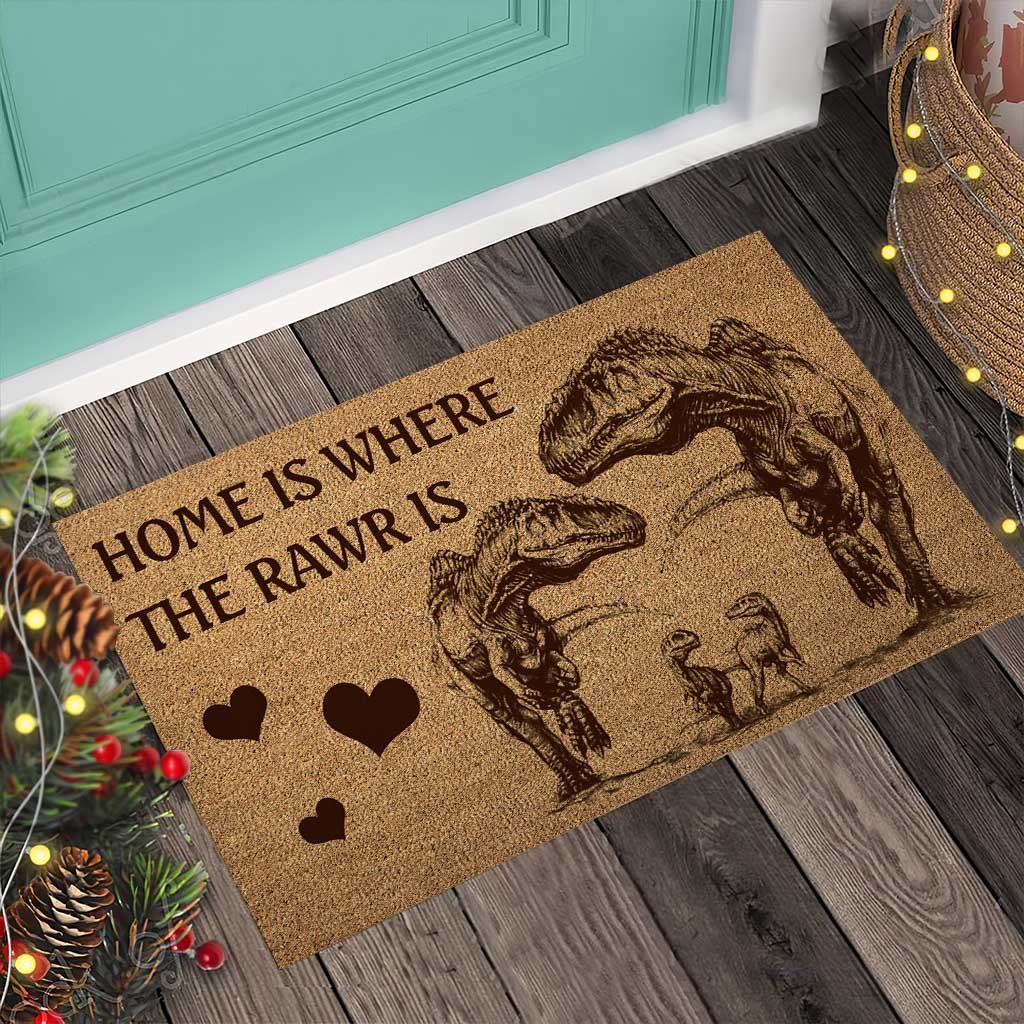 Home is where the rawr is dinosaur doormat4 1