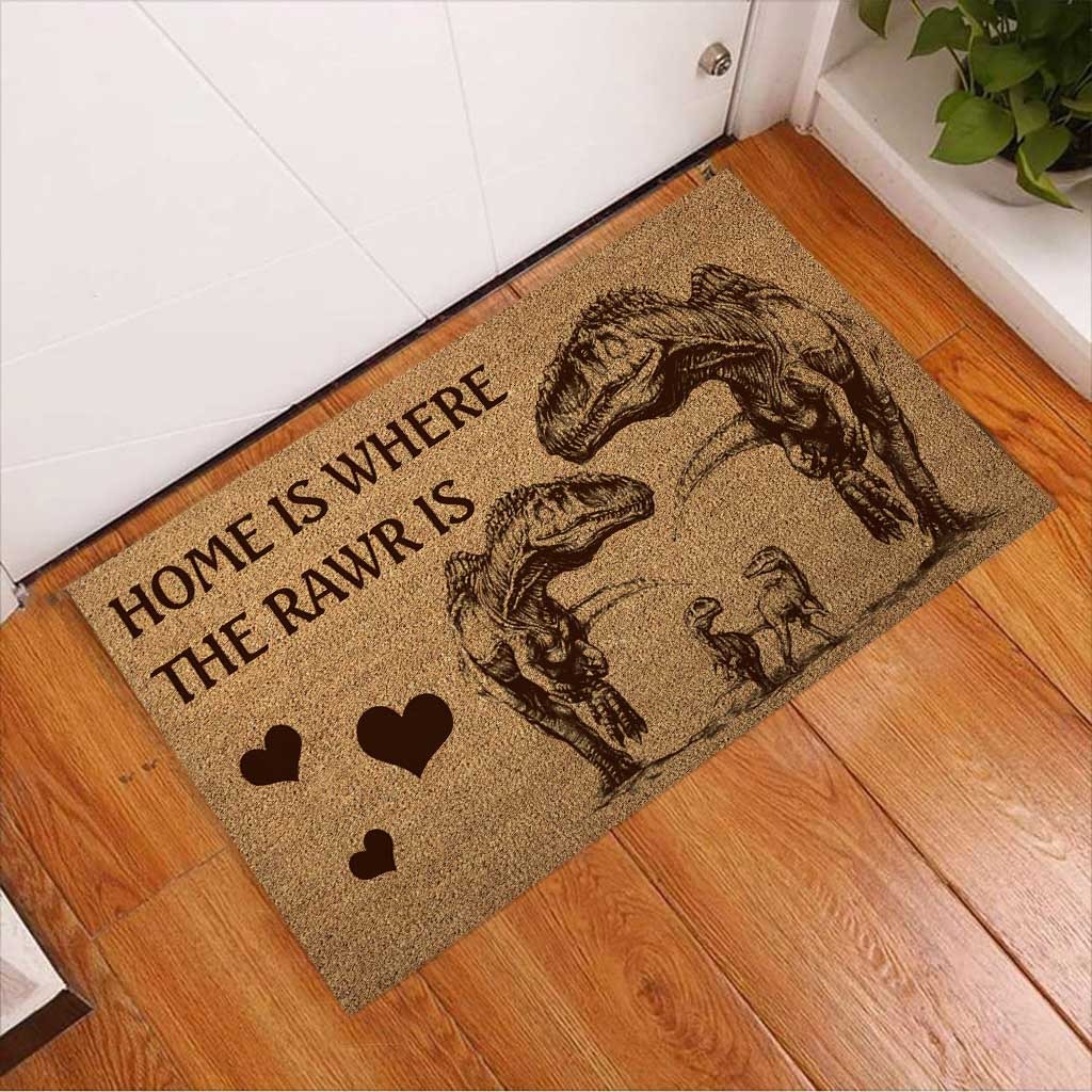 Home is where the rawr is dinosaur doormat3 1