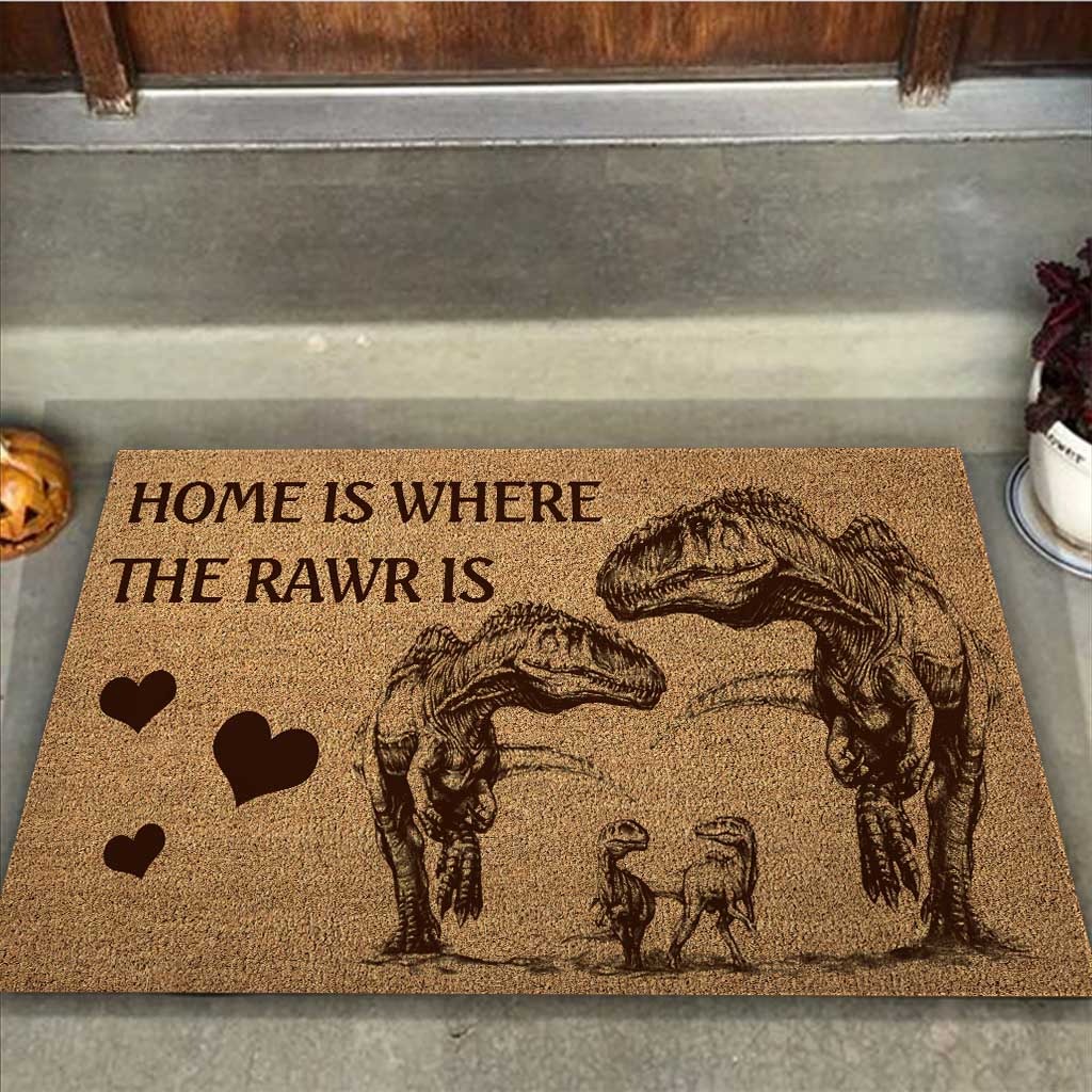 Home is where the rawr is dinosaur doormat2 1