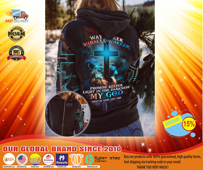 Lion and cross way maker miracle worker 3D hoodie shirt3
