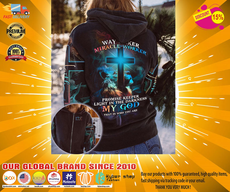 Lion and cross way maker miracle worker 3D hoodie shirt2