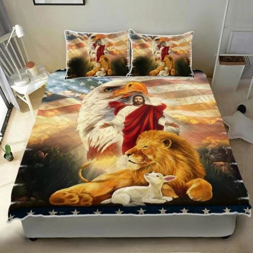 Lion and lamb eagle Jesus bedding set3